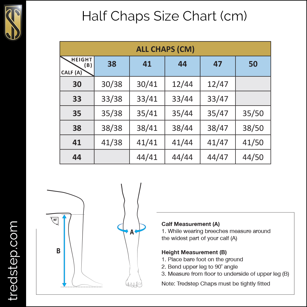 Weaver Chaps Size Chart
