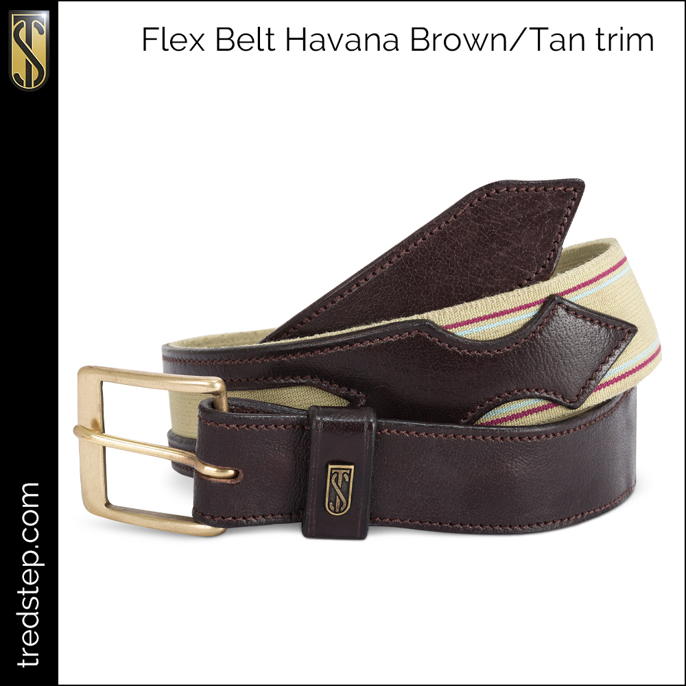 Flex Belt Havana Brown / Tan Trim (Limited sizes available) - Tredstep  Ireland - North America